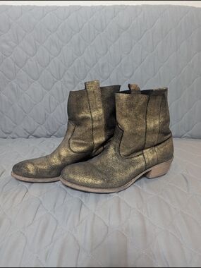 Charles David Metallic Gold Short Western Boots